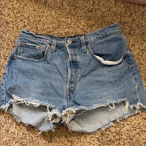 Distressed Blue Women's Jean Shorts— Levi 501